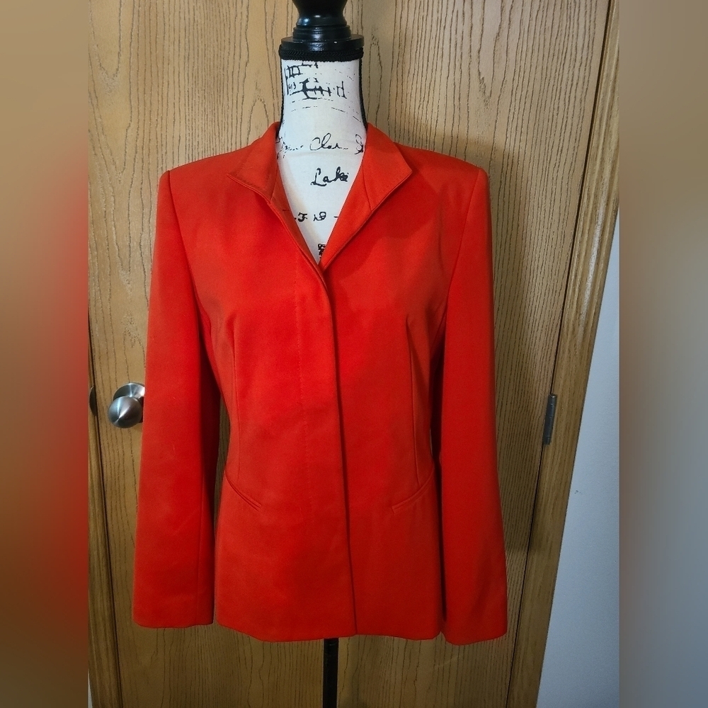 Votre Nom Collection Red Orange Button Up High Collar Blazer - Picture 2 of 4